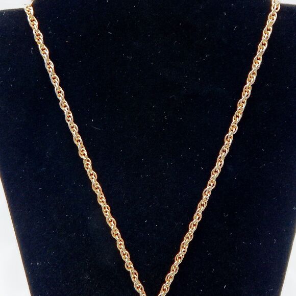 Crown Trifari Pendant Fan Gold Tone Necklace Chain Dual Texture Art Deco - Picture 3 of 8